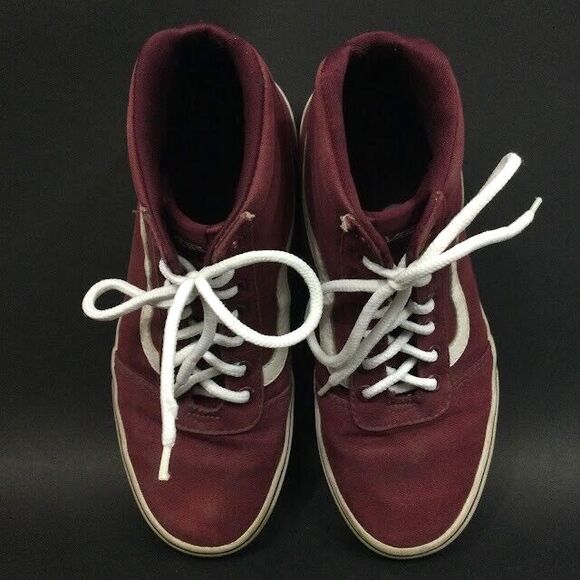 Vans Off The Wall-Womens Sz 8.5-Burgundy Red Suede/Canvas-Mid Skate Shoe- 500714 - Picture 4 of 8